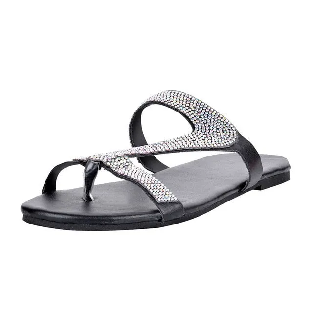 Sandals Women Bright Diamond Casual Outdoor Travel Flip Flop Beach Shoes Women Non-slip Slippers Shoes Woman Dropshipping Tall Slippers