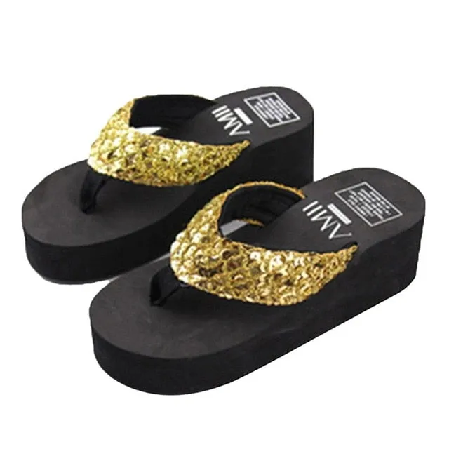 Sandals Women Bright Diamond Casual Outdoor Travel Flip Flop Beach Shoes Women Non-slip Slippers Shoes Woman Dropshipping Full Foot Foam Slippers