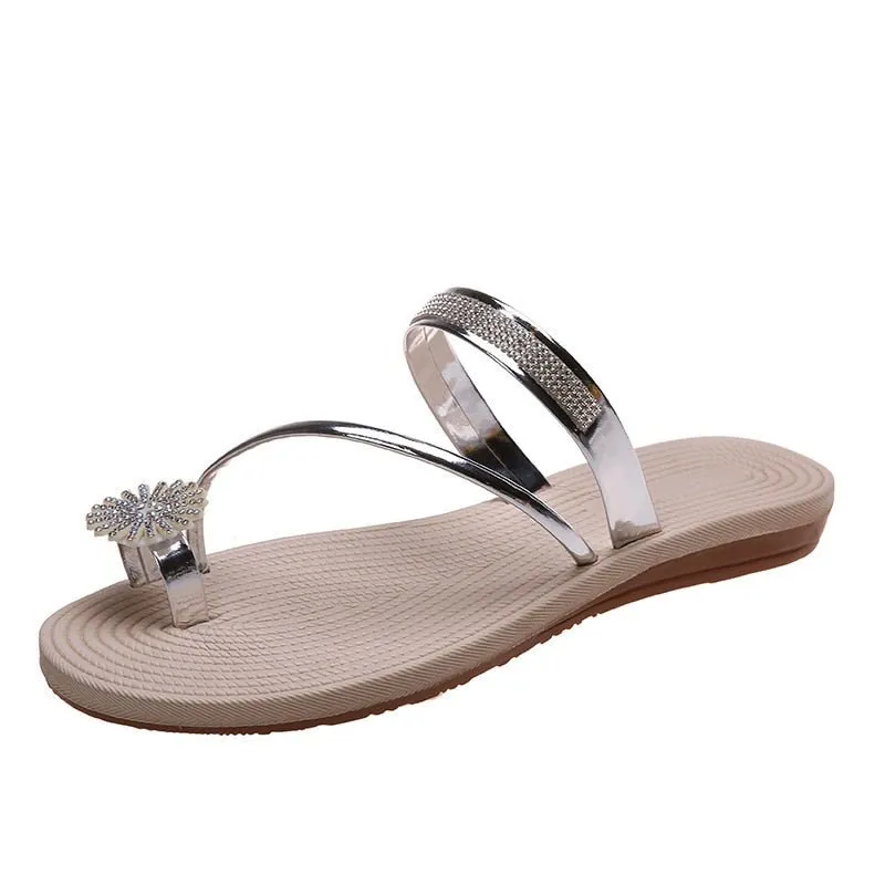Sandals Women Summer New Fashion Beach Sandals Rhinestone Flat Slippers Luxury Sandals Women Designers Designer Shoes Best Shoe