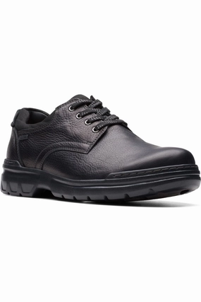 Clarks Rockie WalkGTX waterproof shoe in black leather Extra Wide H fit toe protection style Beach Walking