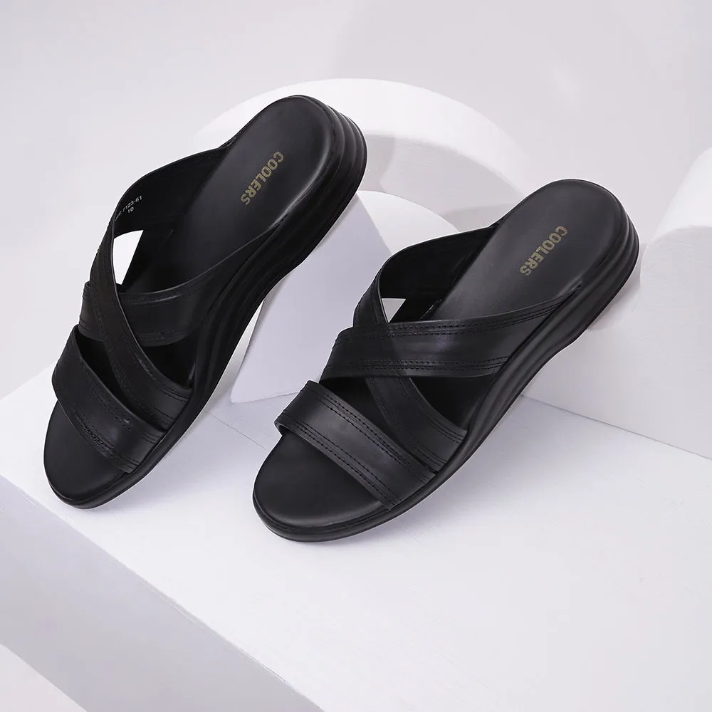 Coolers Casual (Black) Slippers For Men 7123-61 By Liberty Best Slippers For Back Pain