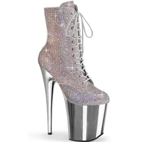 8 Inch Heel FLAMINGO-1020CHRS Silver Multi Rhinestone Work Boots Academy