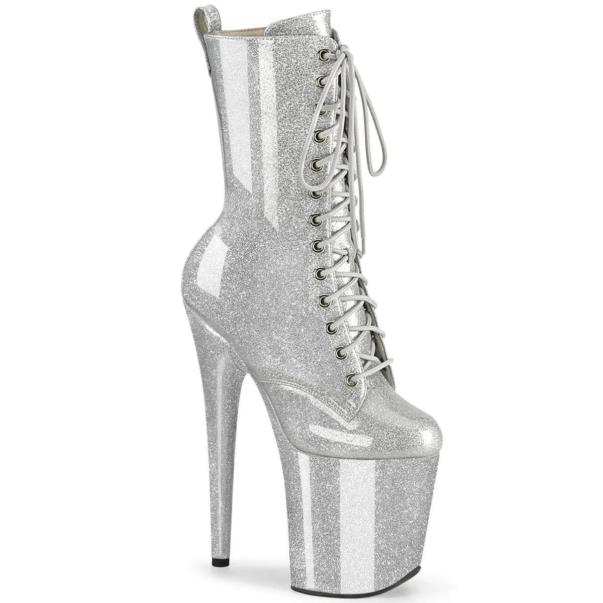 FLAMINGO-1040GP Pleaser Silver Glitter Sexy Platform Shoes (Pole Dancing Heels) Good Shoes Plantar Fasciitis Asics