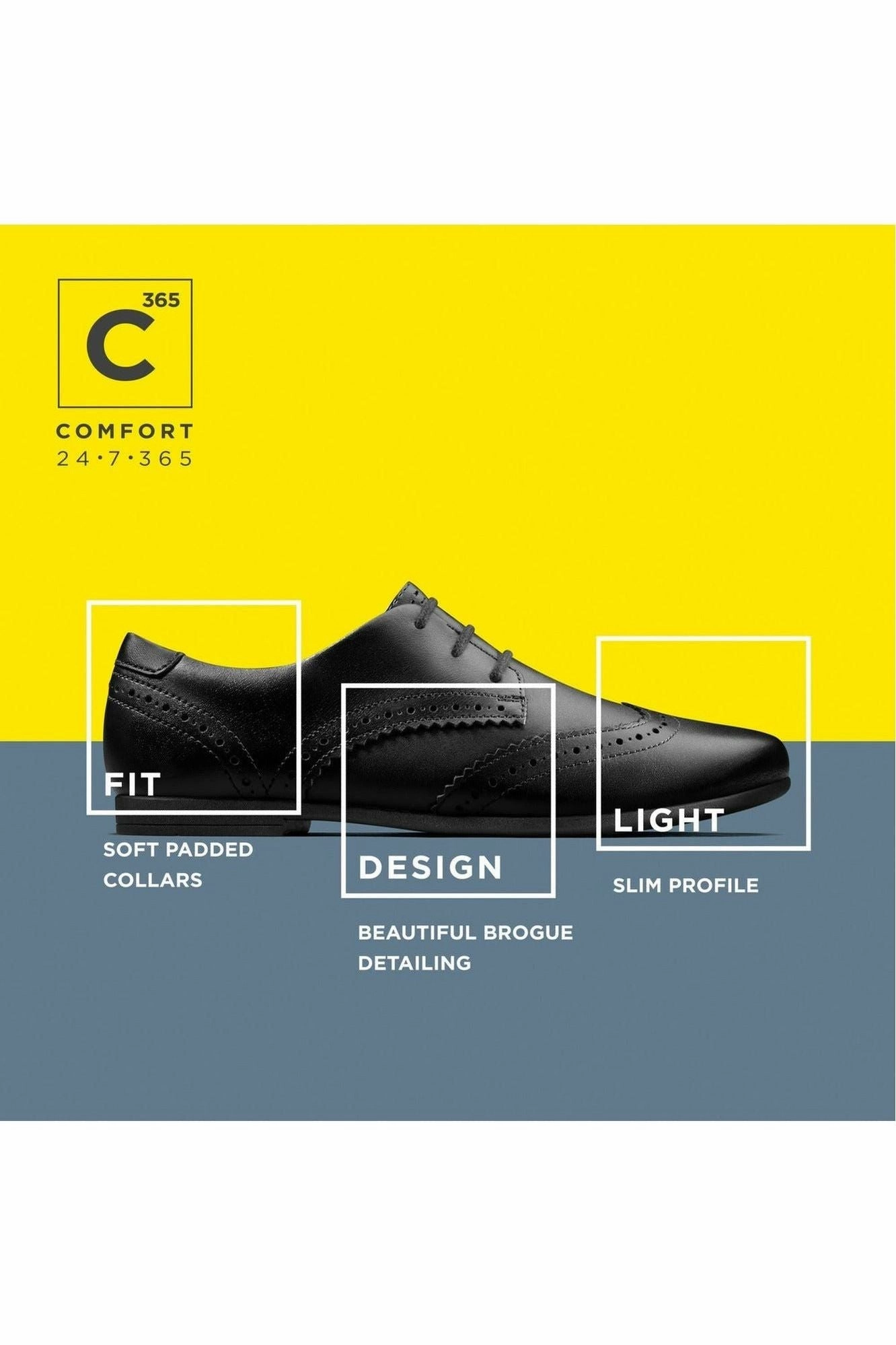 Classic Clarks Scala Lace Kid Black Leather