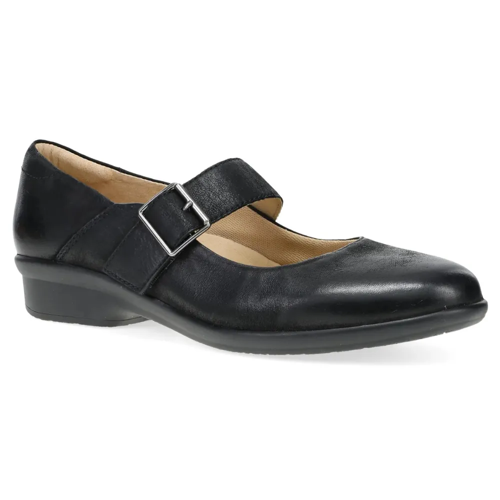 Dansko Collette Black Burnished Nubuck Mary Jane (Women's) Dress Shoes For Baby