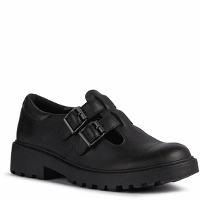 Geox Casey Junior School Shoes Elastic Sides perforated design