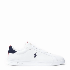 Polo Ralph Lauren Heritage Court II Leather Trainer White / Navy / Red Arch Relief All materials selected for lightweight resilience