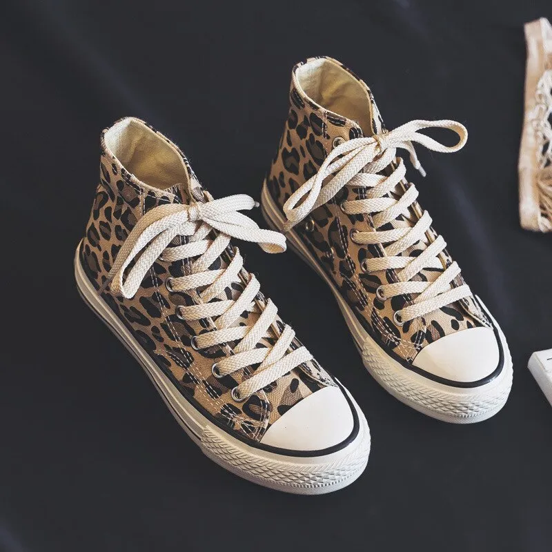 Timberland High Heel Shoes Shoes High Top Leopard Breathable Children Canvas Shoes Women Parent-child Shoes