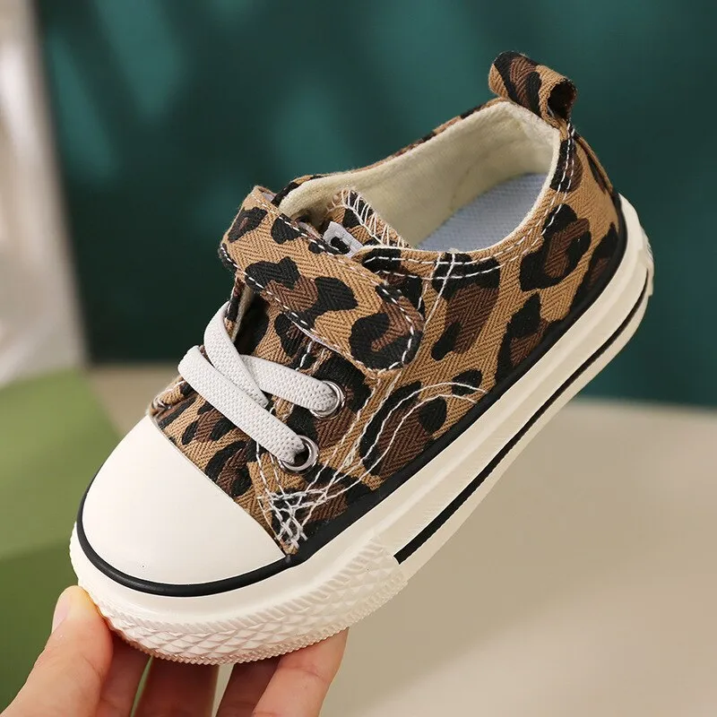 History About High Heels Shoes High Top Leopard Breathable Children Canvas Shoes Women Parent-child Shoes