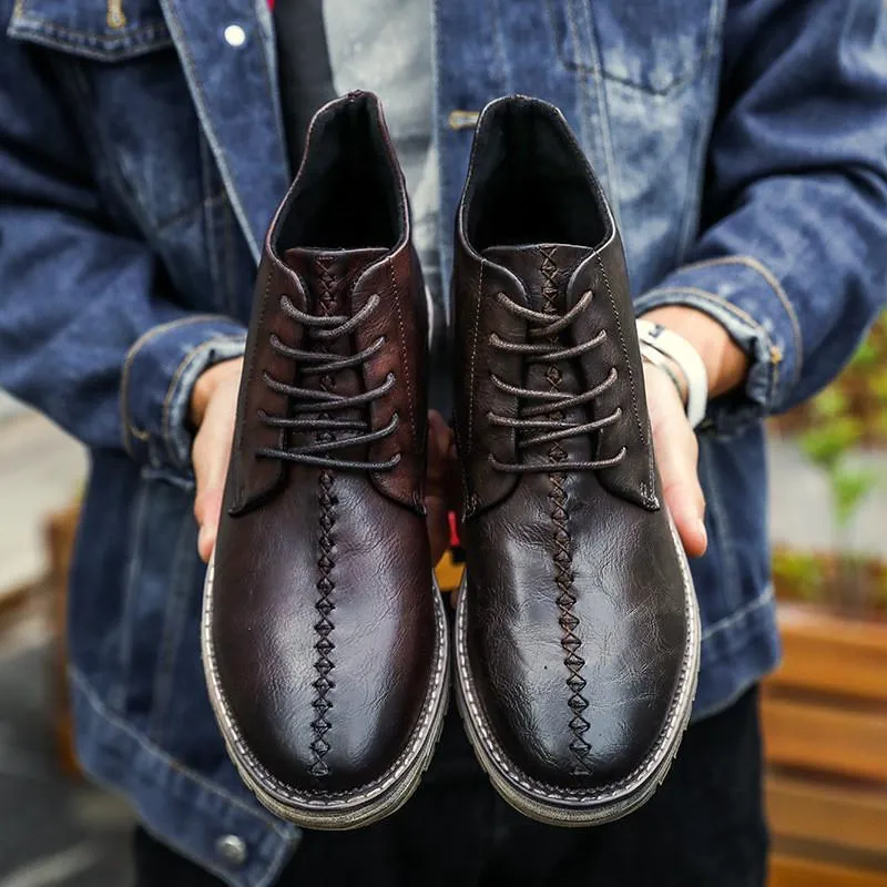 Shoes - Men's Vintage Leather Martin Boots Shaft Boots