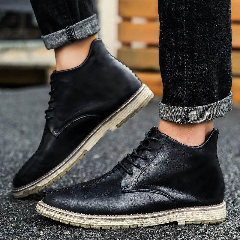 Crystal Boots Shoes - Men's Vintage Leather Martin Boots