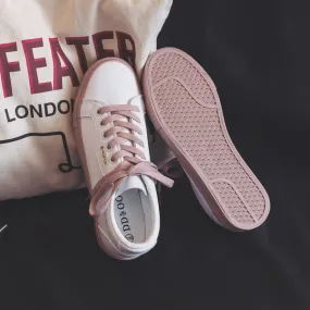 Good Walking Shoes Shoes Woman 2021 Spring New Flat Leather Sneakers Female Solid Color Student Platform Shoes Casual Low-top Flats Women Shoes