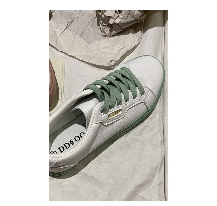 Style And Co Shoes Flats Shoes Woman 2021 Spring New Flat Leather Sneakers Female Solid Color Student Platform Shoes Casual Low-top Flats Women Shoes