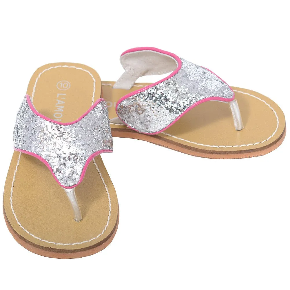 Sweaty Feet Sandals Silver T Strap Flip Flop Summer Spring Sandal Girl 11-4