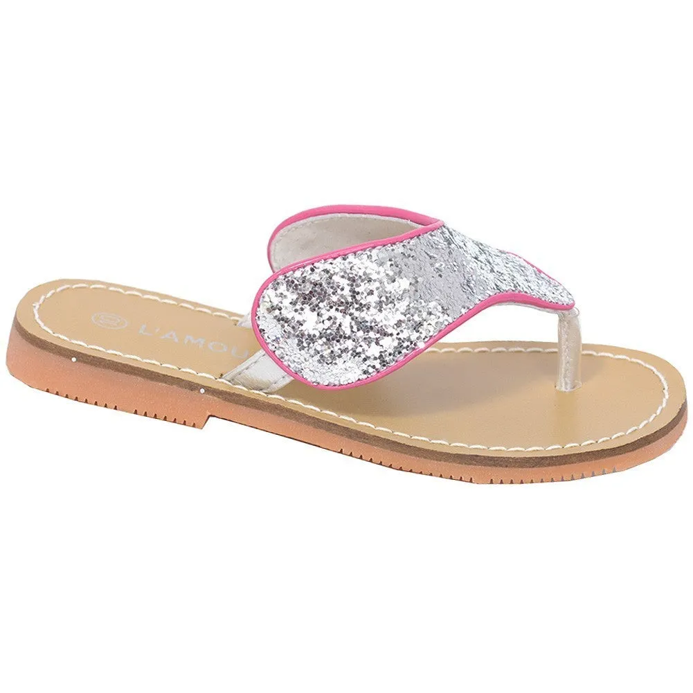 Birken Sandals Silver T Strap Flip Flop Summer Spring Sandal Girl 11-4