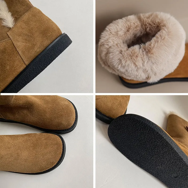 Women's Snow Boots for Cold Winter Retro Leather Mid Calf Boots in Brown/Khaki/Coffee Sorel Snow Boots Size 6