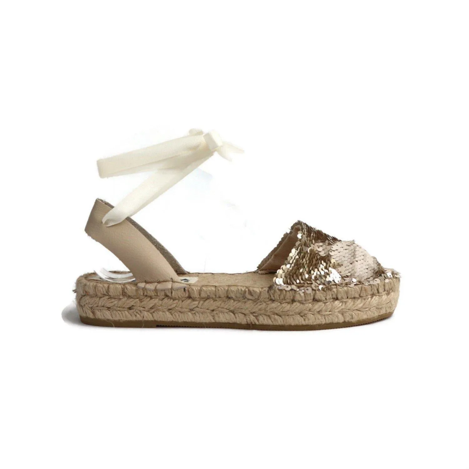 Sequin Espadrilles - Champagne - Double Sole Best Comfortable Shoes For Work