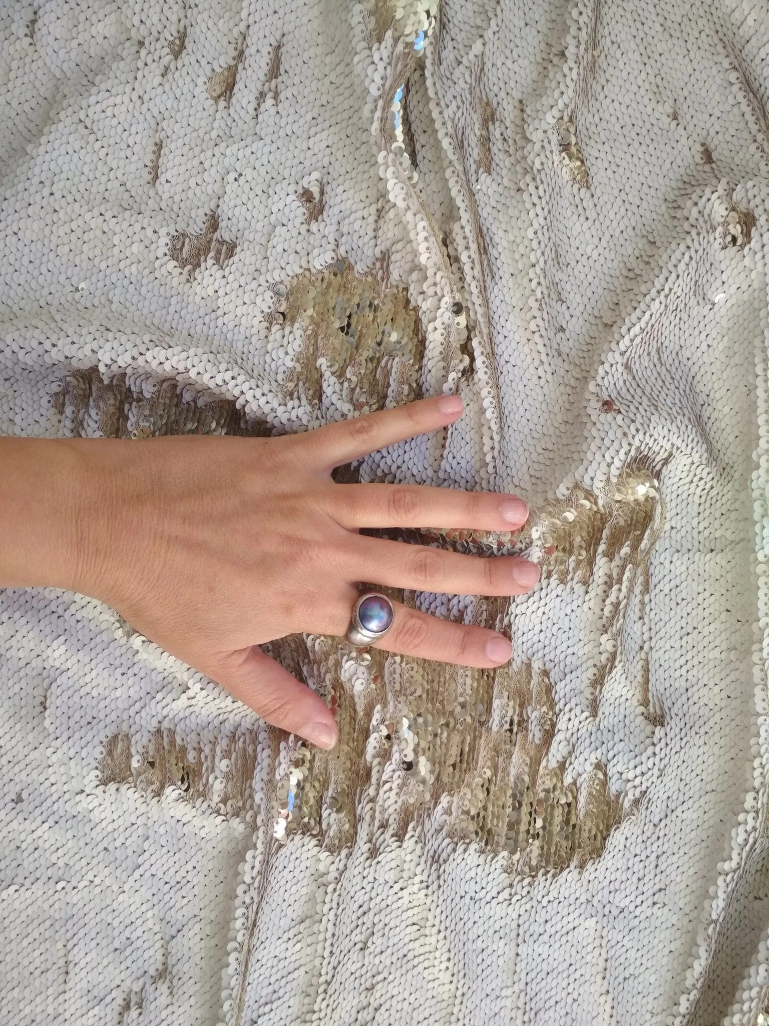 Flat Shoe Last Sequin Espadrilles - Champagne - Double Sole