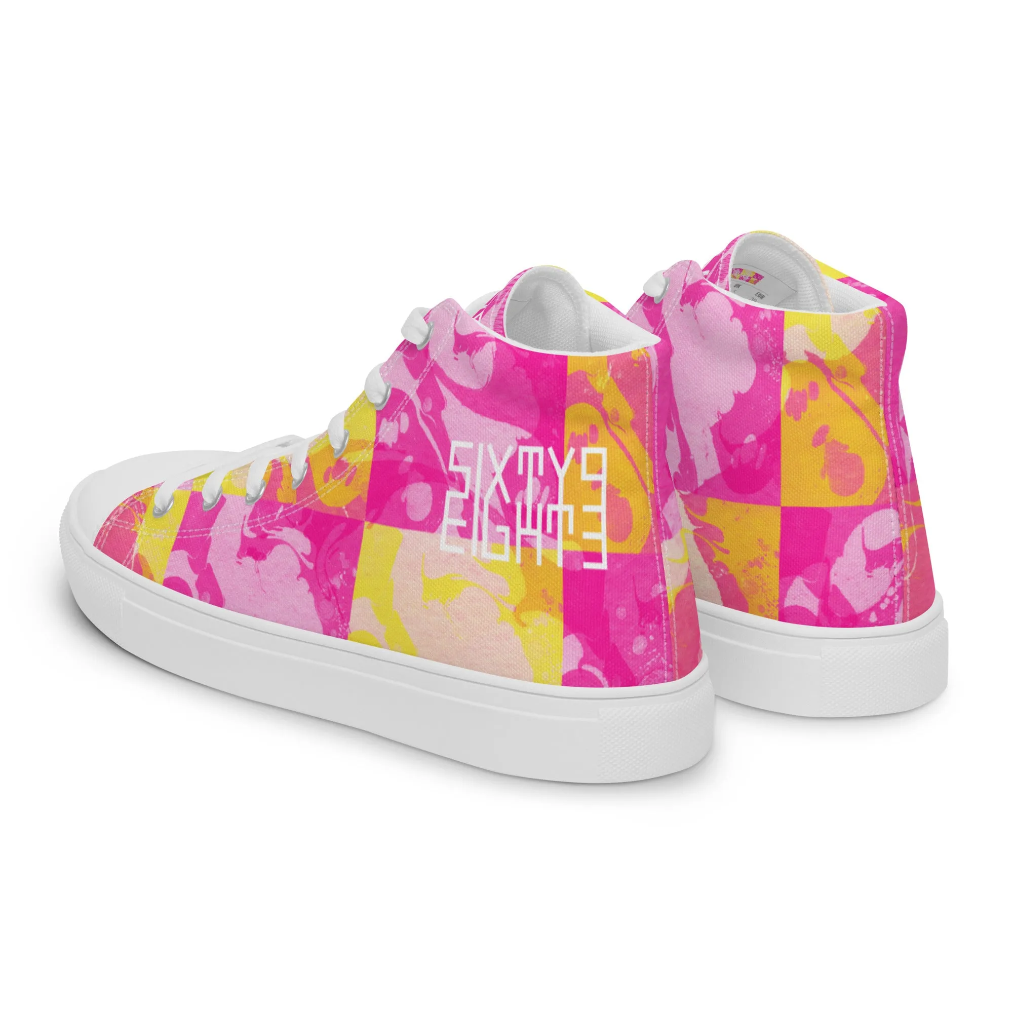 Sixty Eight 93 Logo White Marble #1 Women's High Top Shoes Fur Lined High Heel Boots