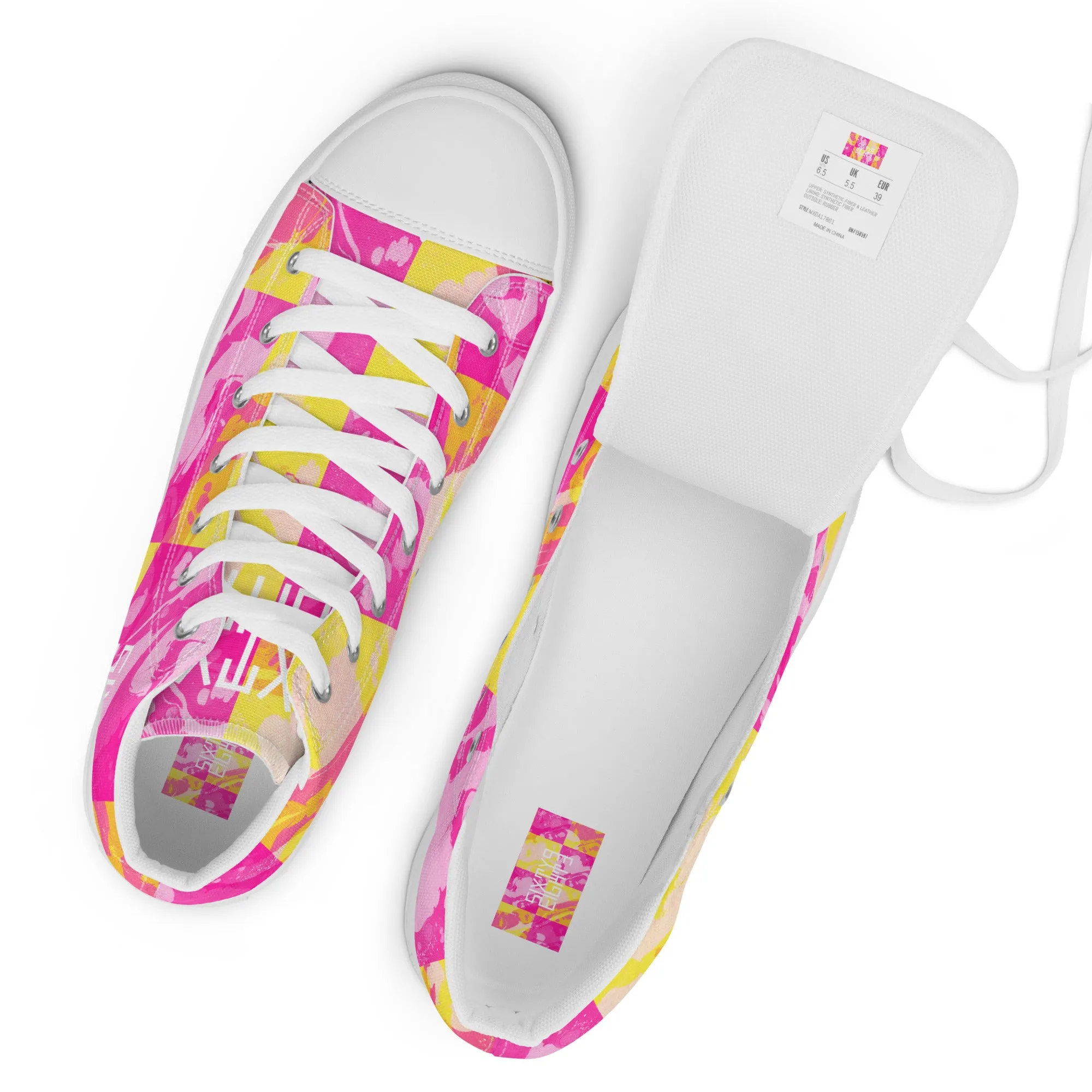 Sixty Eight 93 Logo White Marble #1 Women's High Top Shoes Comfortable Of High Heels