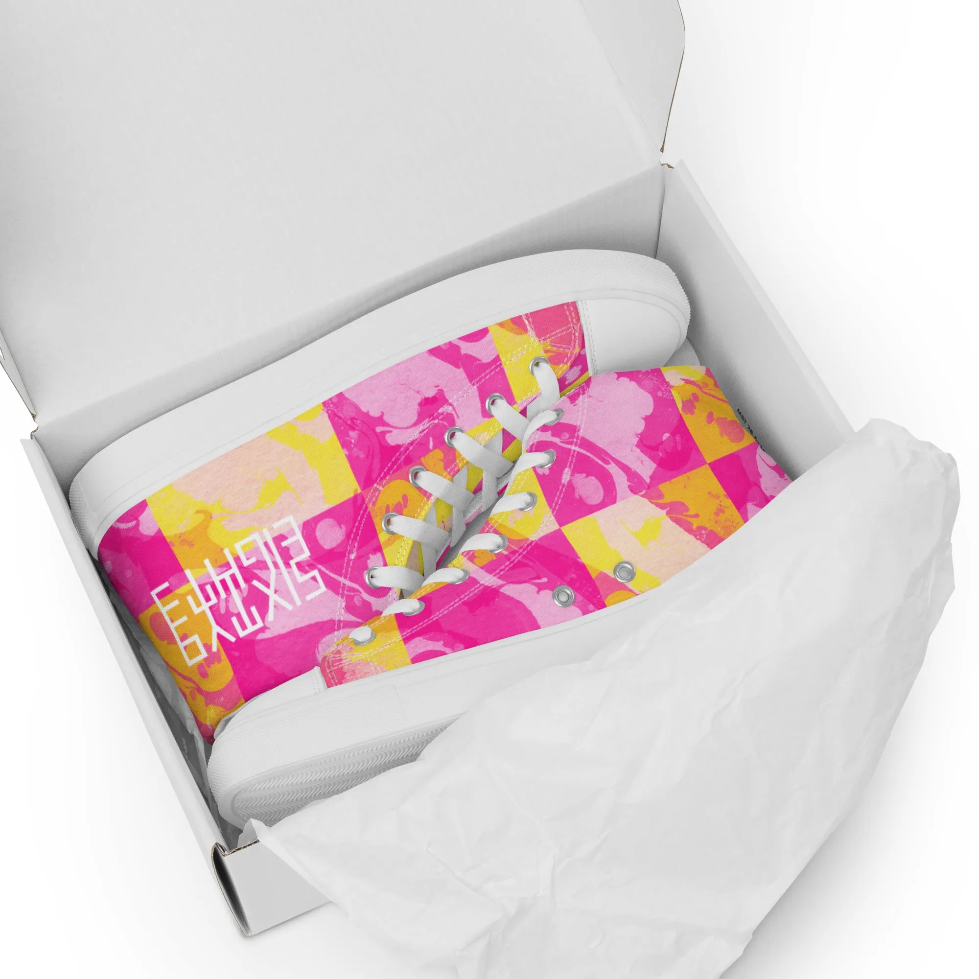 Sixty Eight 93 Logo White Marble #1 Women's High Top Shoes Nude-milfs-walking-in-high-heels