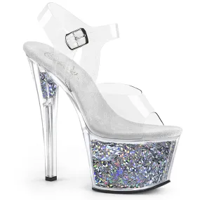 SKY-308GF Pleaser Clear/Silver Multi Glitter Sexy Platform Shoes (Pole Dancing Heels) Asics Duo Boa Golf Shoes