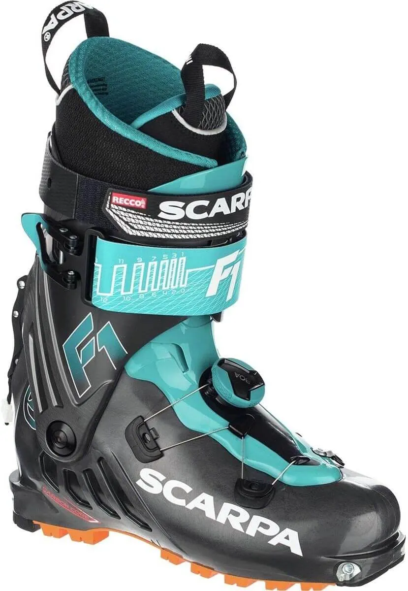 Water Resistant Snow Boots Scarpa Womens F1 Alpine Touring Ski Boots Skiing Snow - Anthacite/Lagoon