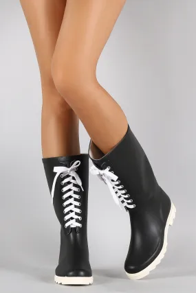 Lace Up Round Toe Rubber Rain Boots Adidas Football Turf Shoes