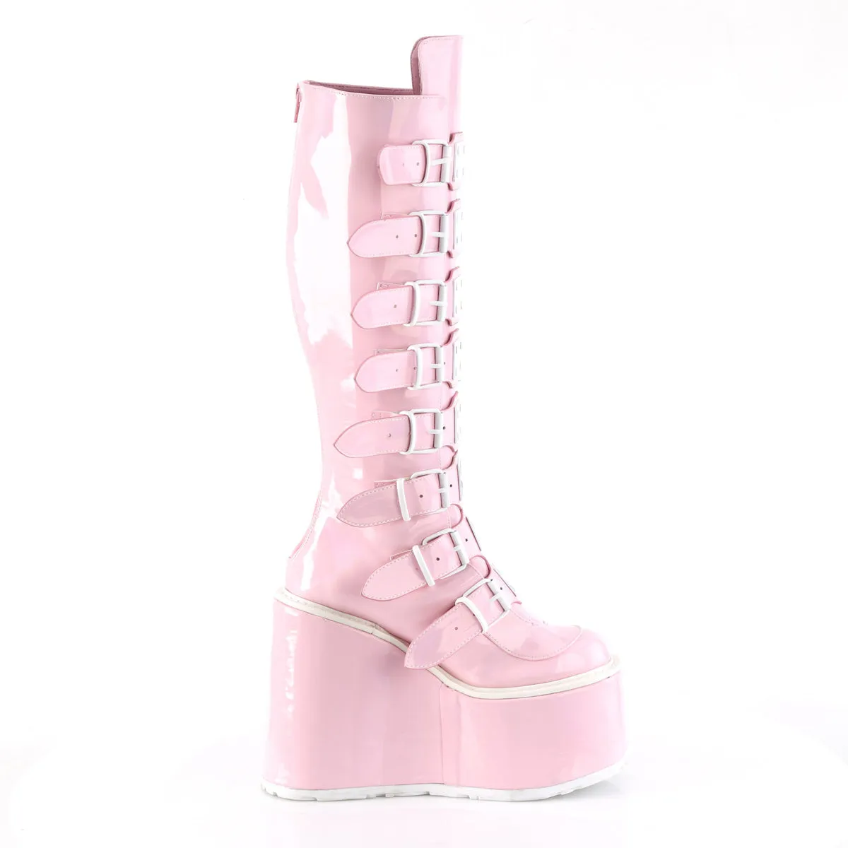 5 Inch Platform SWING-815 Baby Pink Work Boots For Extra Wide Feet
