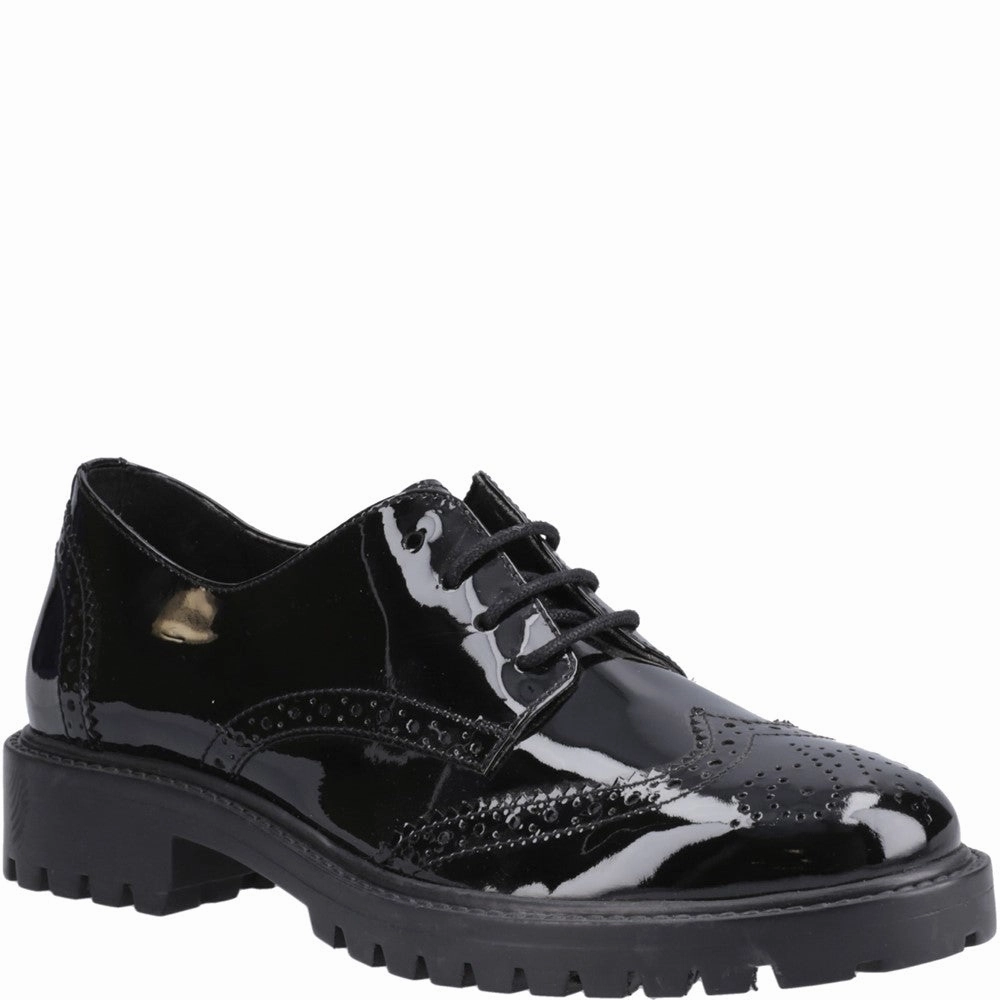 Fashionable High   Quality Leather Hush Puppies Athena Patent Senior School Shoes