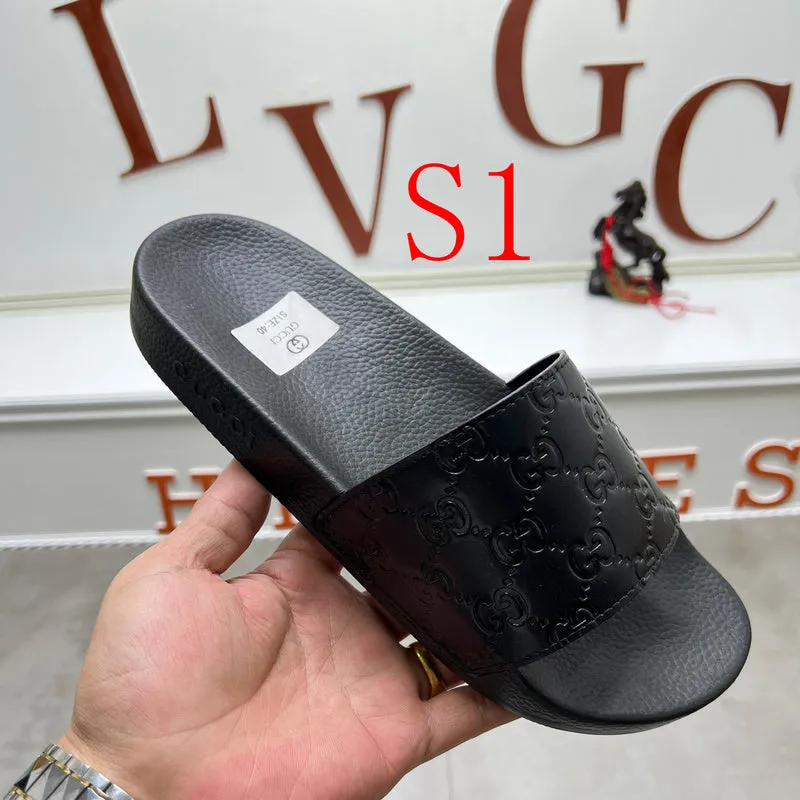 YGS07 Women and Man Leather Slippers 36-45 Shoes with Box Lady Slippers Plant