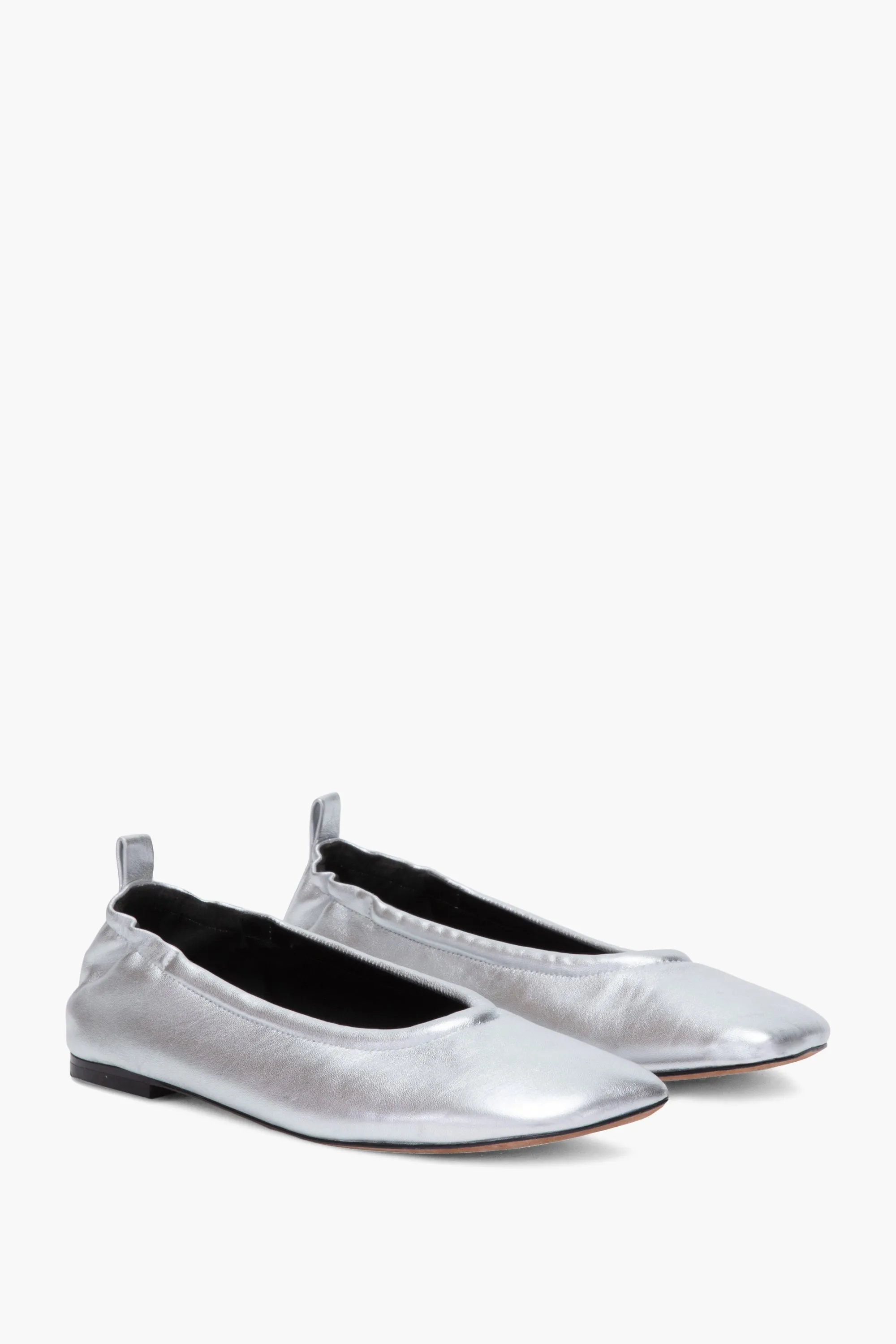 Sliver ID Stretch Back Ballerina Flat Loafers And Slip Ons