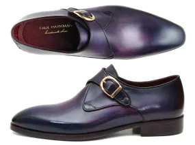 Dress Shoe With Sole Paul Parkman Single Monkstrap Shoes Purple Leather - DW754T