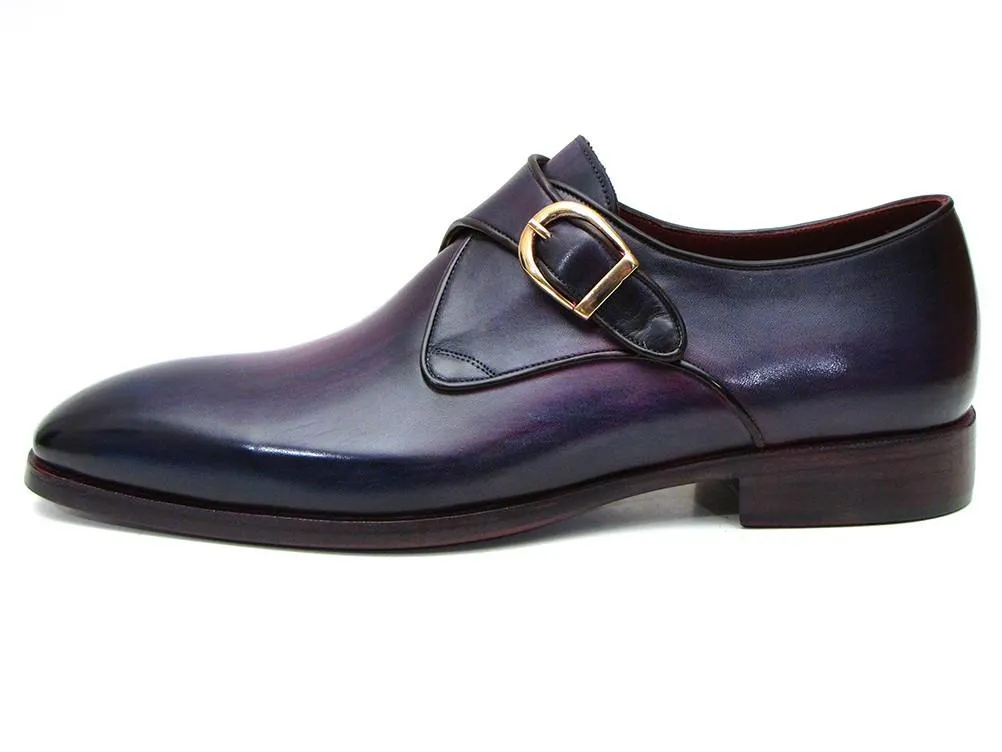Dress Shoe Tennis Shoes Paul Parkman Single Monkstrap Shoes Purple Leather - DW754T