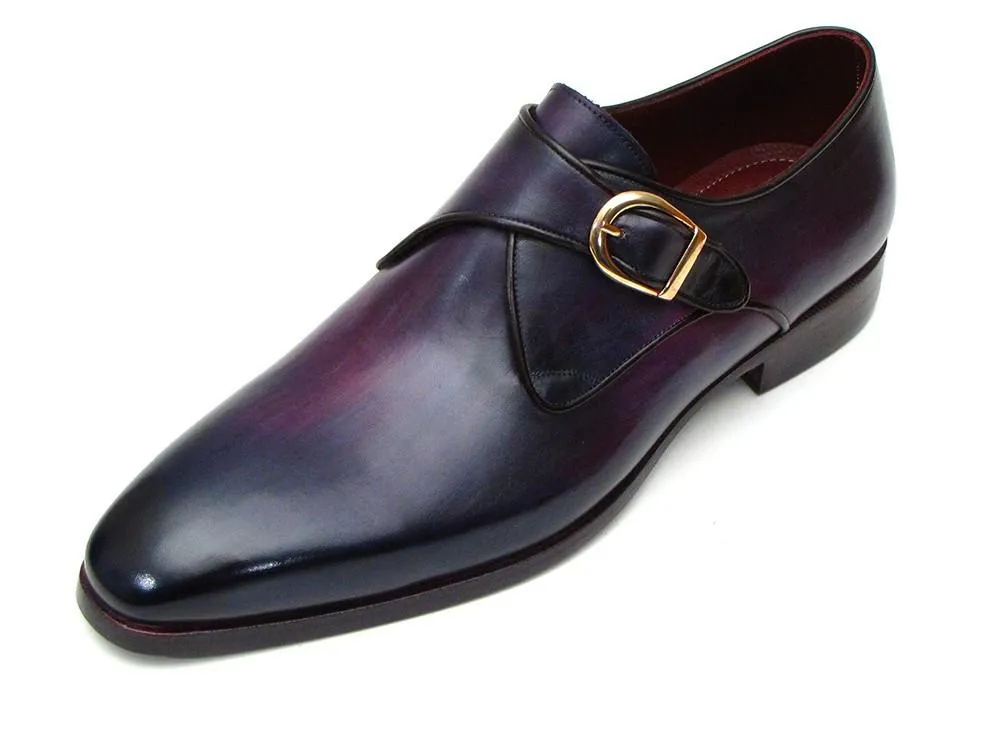 Dress Shoes With Buckle Paul Parkman Single Monkstrap Shoes Purple Leather - DW754T