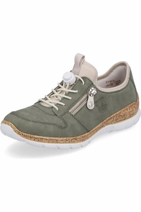 Shock absorption Rieker Ladies trainer N42G0-52 in Khaki