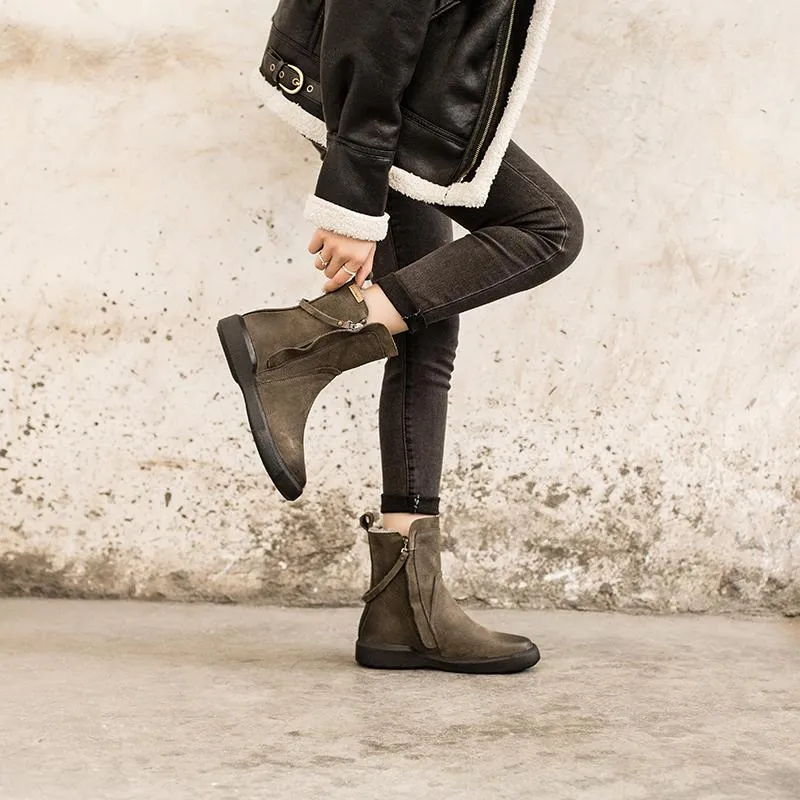 WaxingLeather Chelsea Boots Handmade British Boots Double Zip Fleece Lined Snow Boots Snow Rain Boot