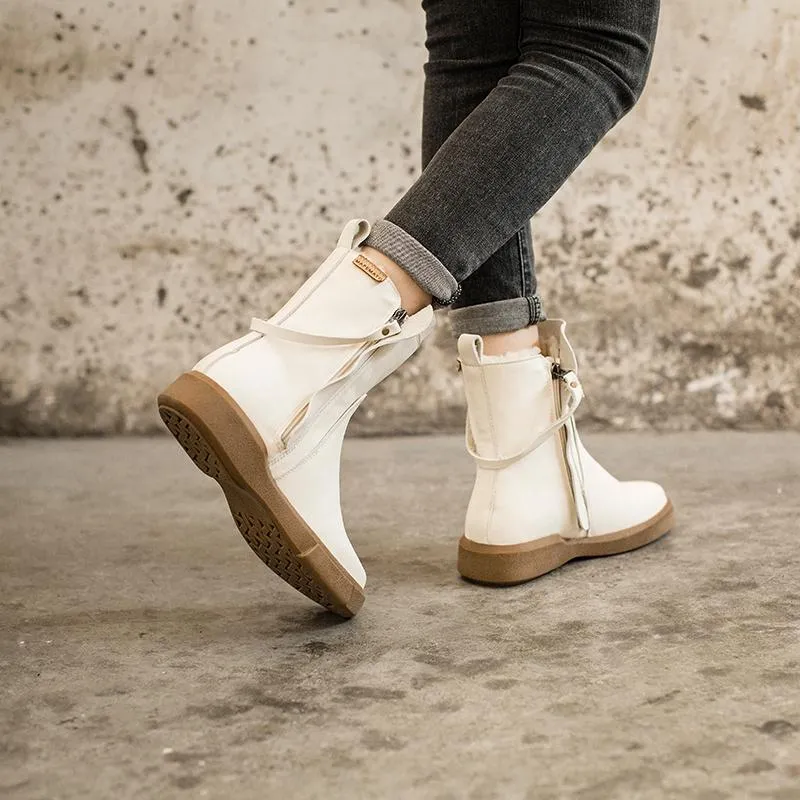 WaxingLeather Chelsea Boots Handmade British Boots Double Zip Fleece Lined Snow Boots Bogs Snow Boots Clearance