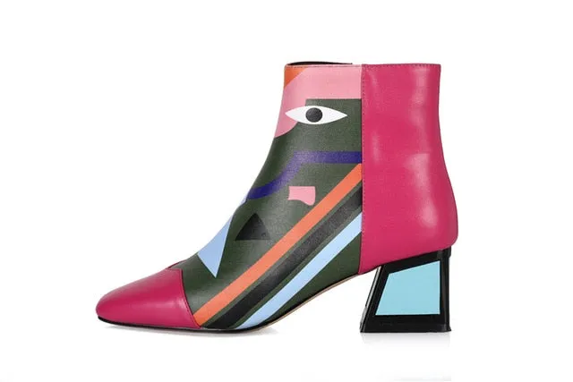 Heavy Snow Boots Fashion Brand Women Ankle Snow Boots Warm High Heels Ladies Shoes Woman Party Wedding Pumps Basic Genuine Leather Boots