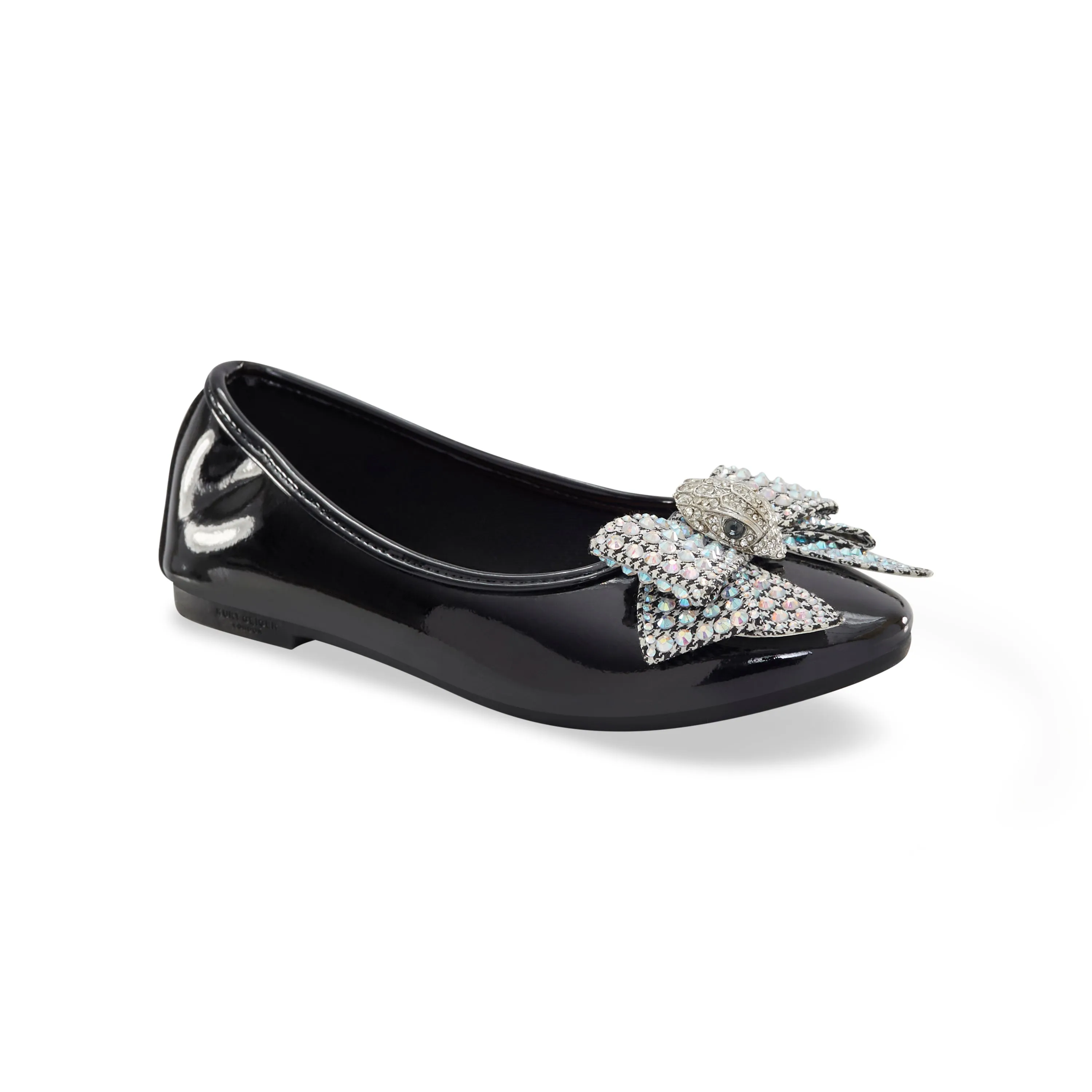 Mini Kensington Ballet Flat - Big Kid Black Patent Slippers On Feet
