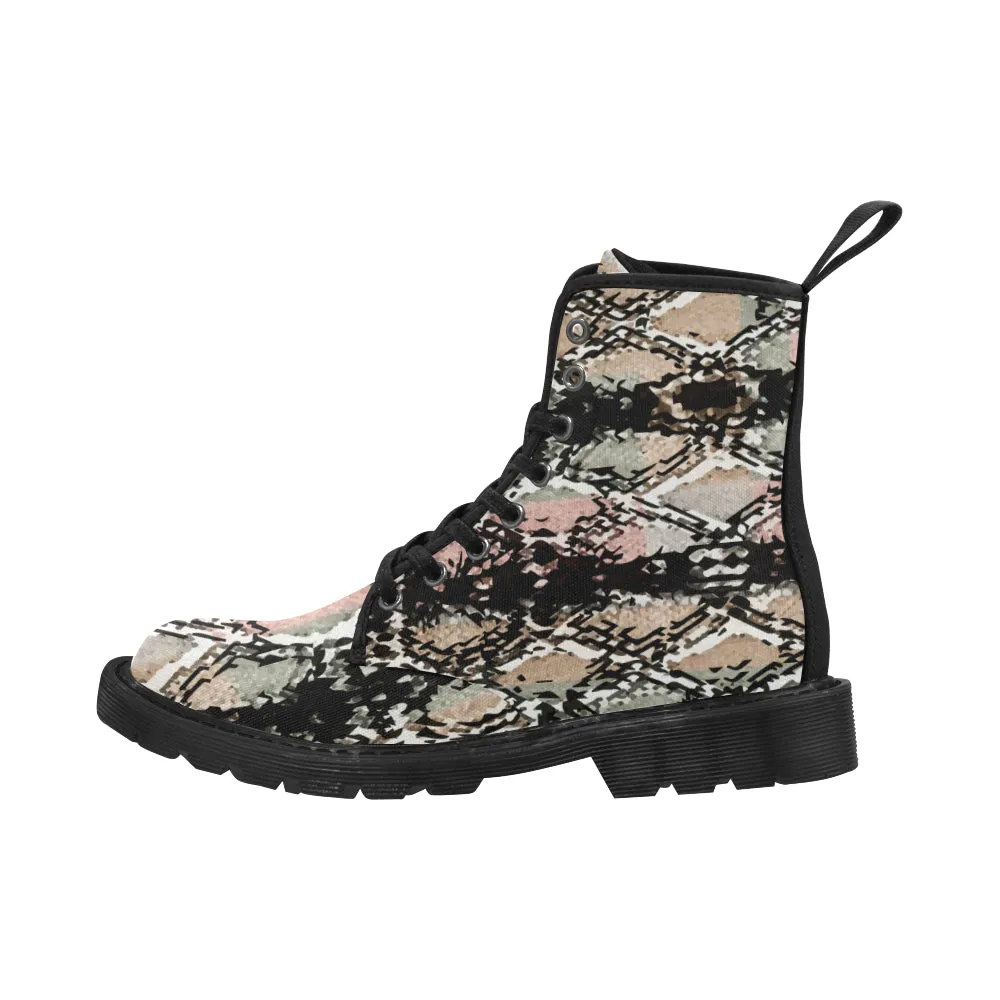 Men's Boots Fashion Women's Snake Print Canvas Boots