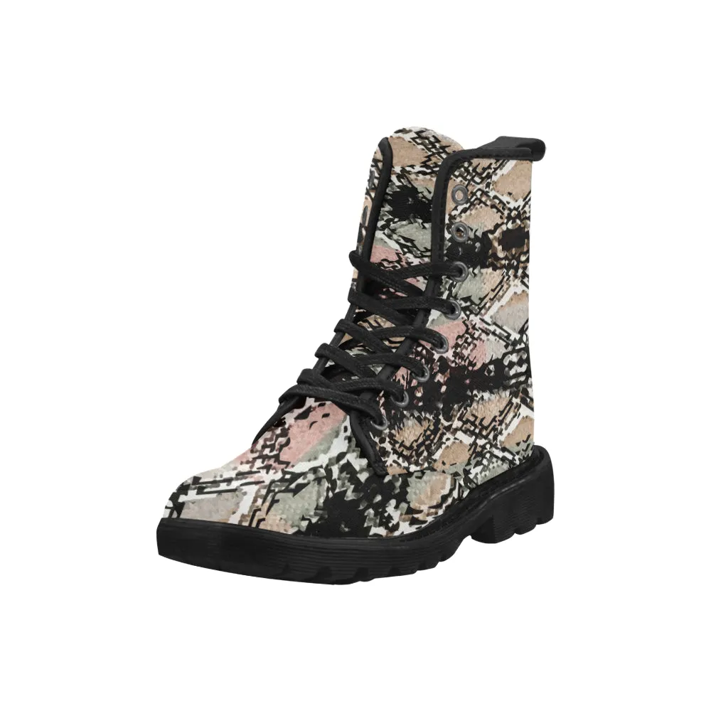 Cowgirl Boots With Sunflowers Women's Snake Print Canvas Boots