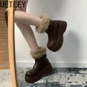 Amozae-Platform Women Modern Snow Boots Fashion Short Plush Short Booties Autumn Winter Women's Warm Shoes-Platform boots Merrell Snow Crush Boots