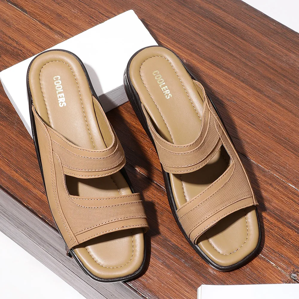 Western Mules And Slides Coolers Casual Brown Slippers For Men 2050-01 By Liberty