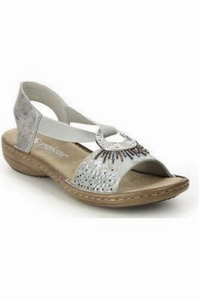 Traction Control Movement Ease Rieker 60880-90 ladies sandals in Metallic