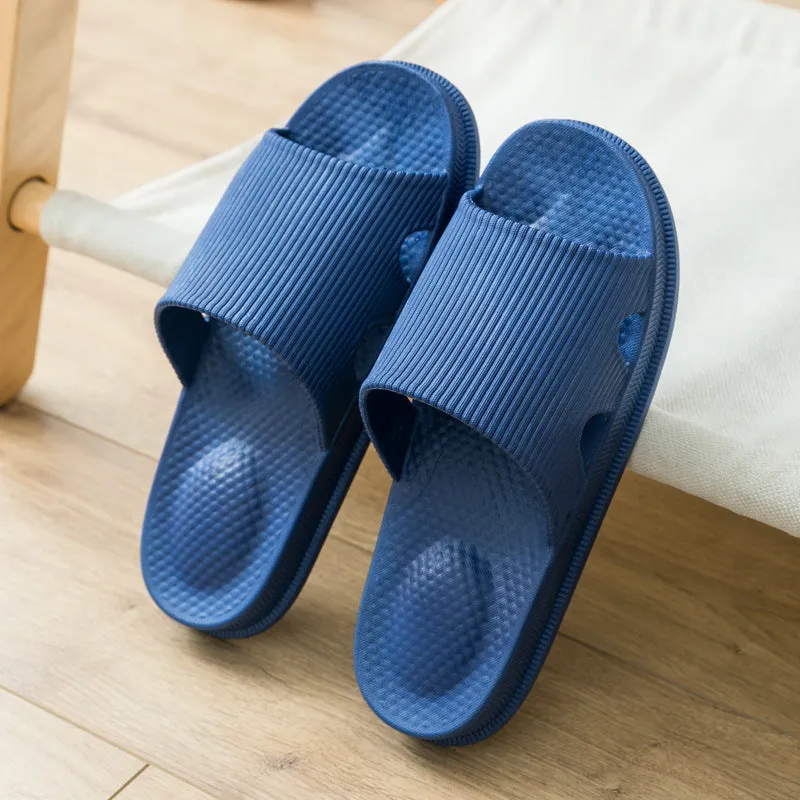 Women Bathroom Slippers With Heel Massage Ball Design Shoes At Home Closed Toe Buckle Slide