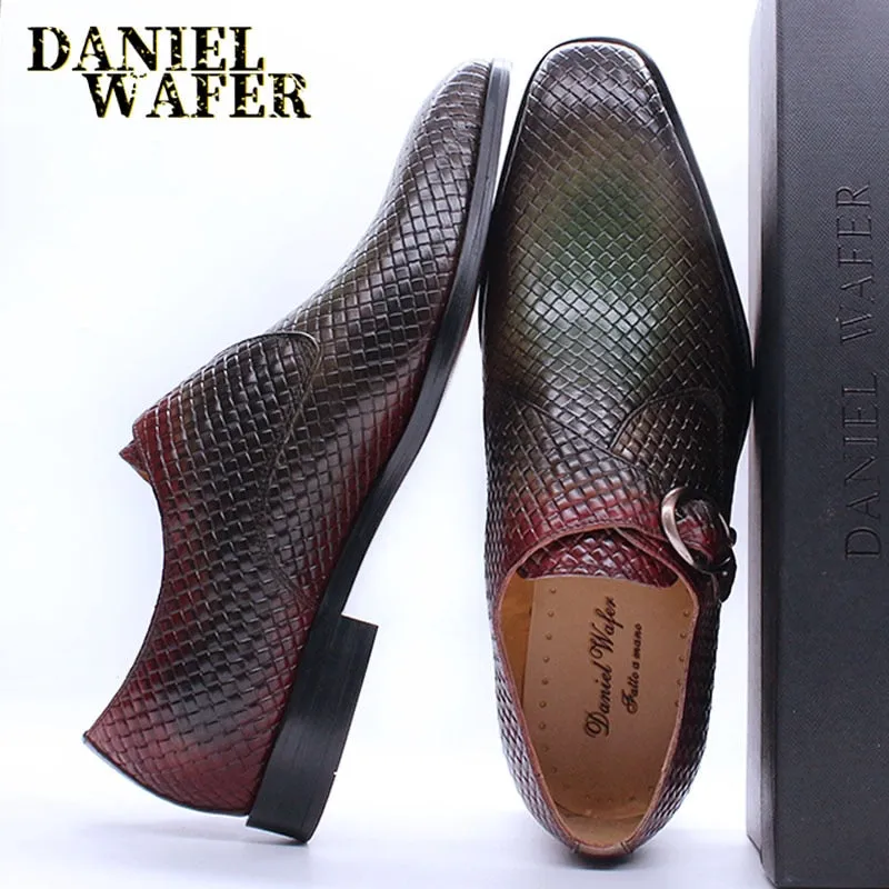 Martens Adrian Tassel Loafers Luxury Men Loafers Shoes Slip on Monk Strap Mix Color Black Men Casual Shoes Dress Office Business Wedding Genuine Leather Shoes