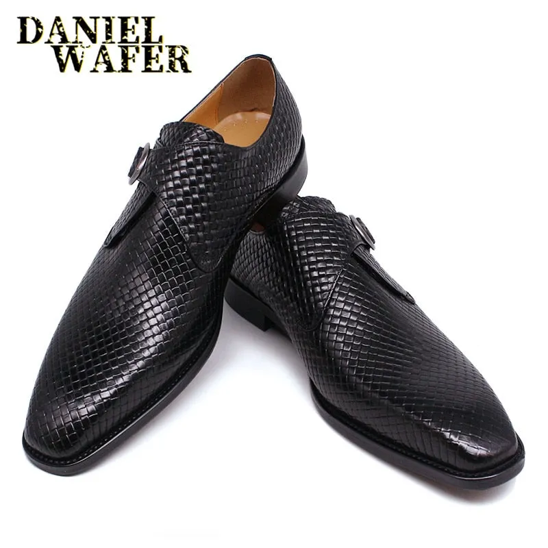 Luxury Men Loafers Shoes Slip on Monk Strap Mix Color Black Men Casual Shoes Dress Office Business Wedding Genuine Leather Shoes Teddy Loafers