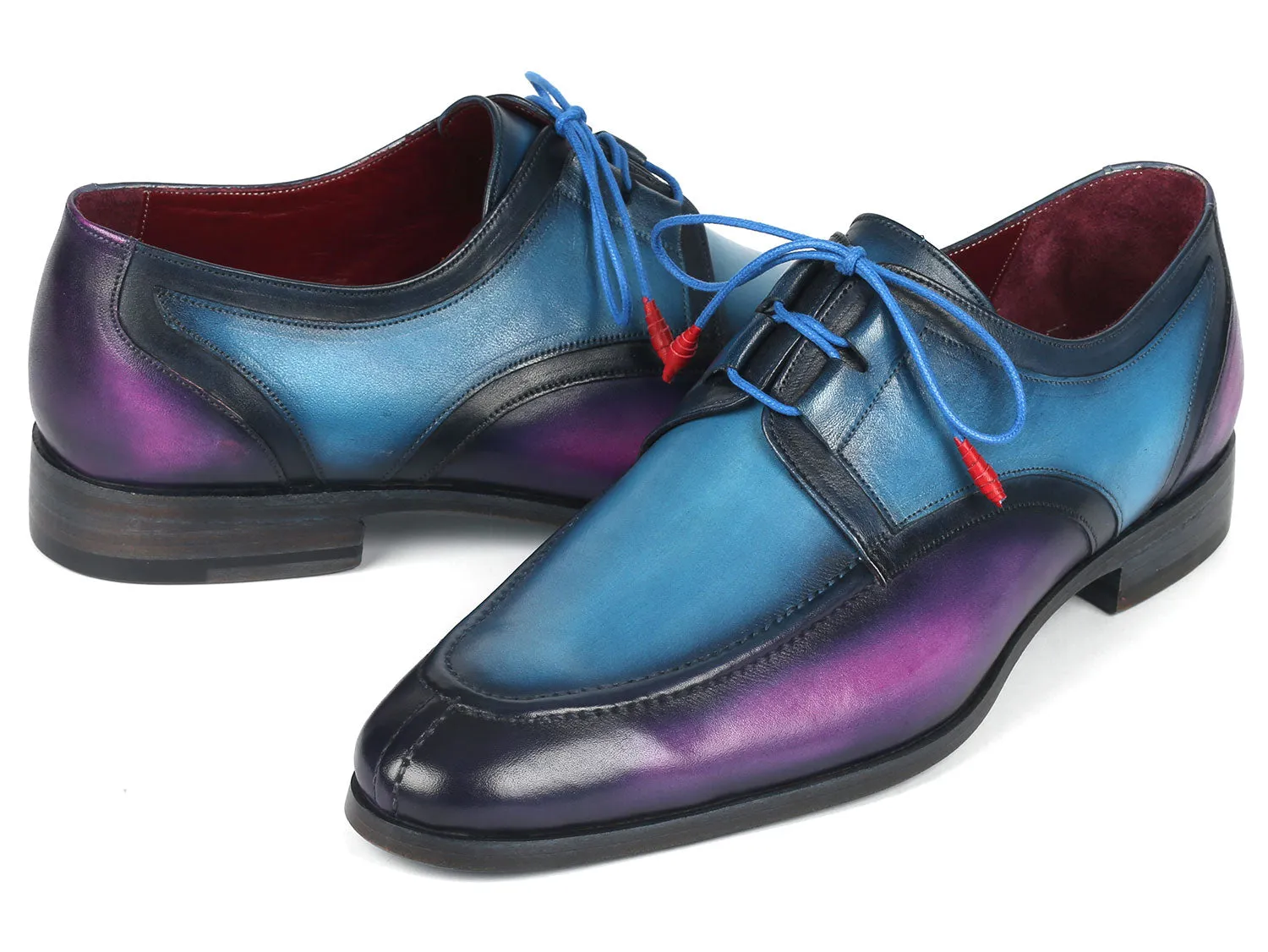 Paul Parkman Ghillie Lacing Blue & Purple Dress Shoes - GU568BLP Dress Shoes With Lifts