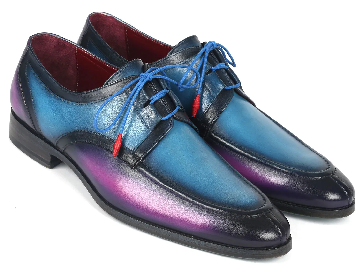 Paul Parkman Ghillie Lacing Blue & Purple Dress Shoes - GU568BLP Minimalist Dress Shoe